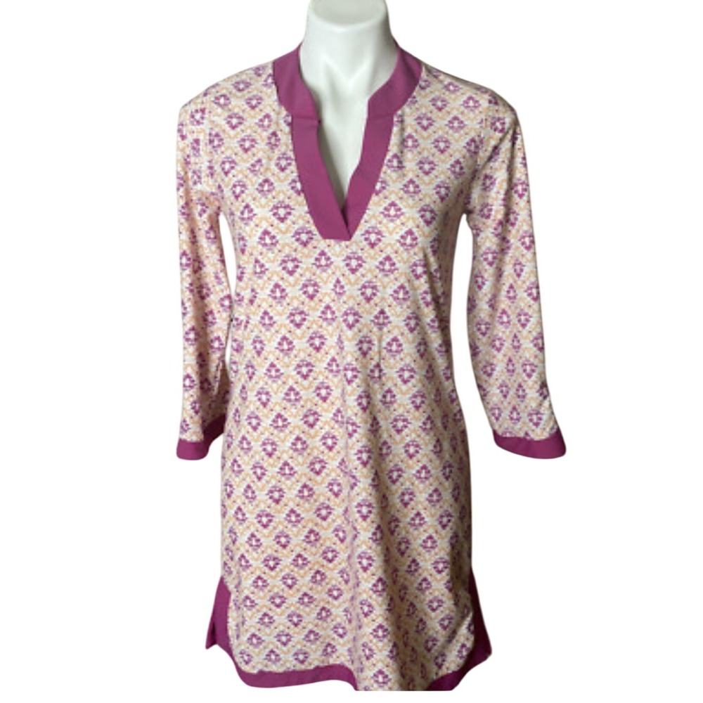 Aqua Et‎ Sol Womens Sz SM Tunic Dress Cover Up Fushia Peach UPF 50